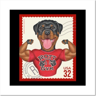 Cute Funny Rottie Rottweiler Postage Stamp Posters and Art